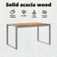 Rectangular Wood Top Dining Table with Steel Base-615700792