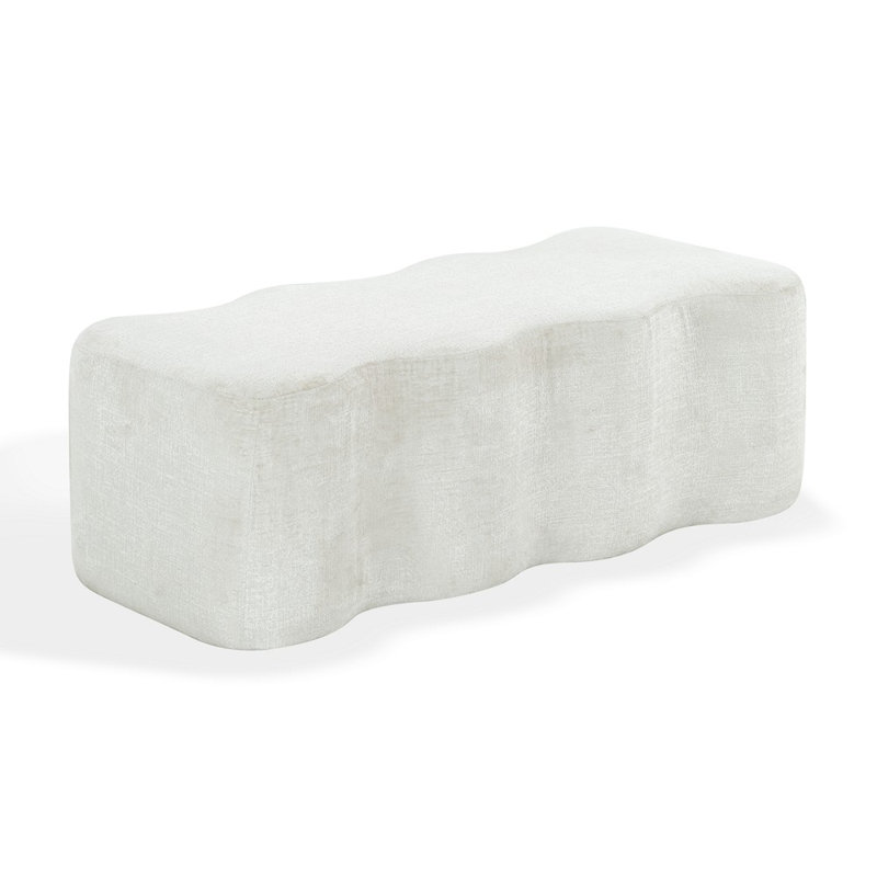 Jacqualessa Chenille Bench, Cream Chenille