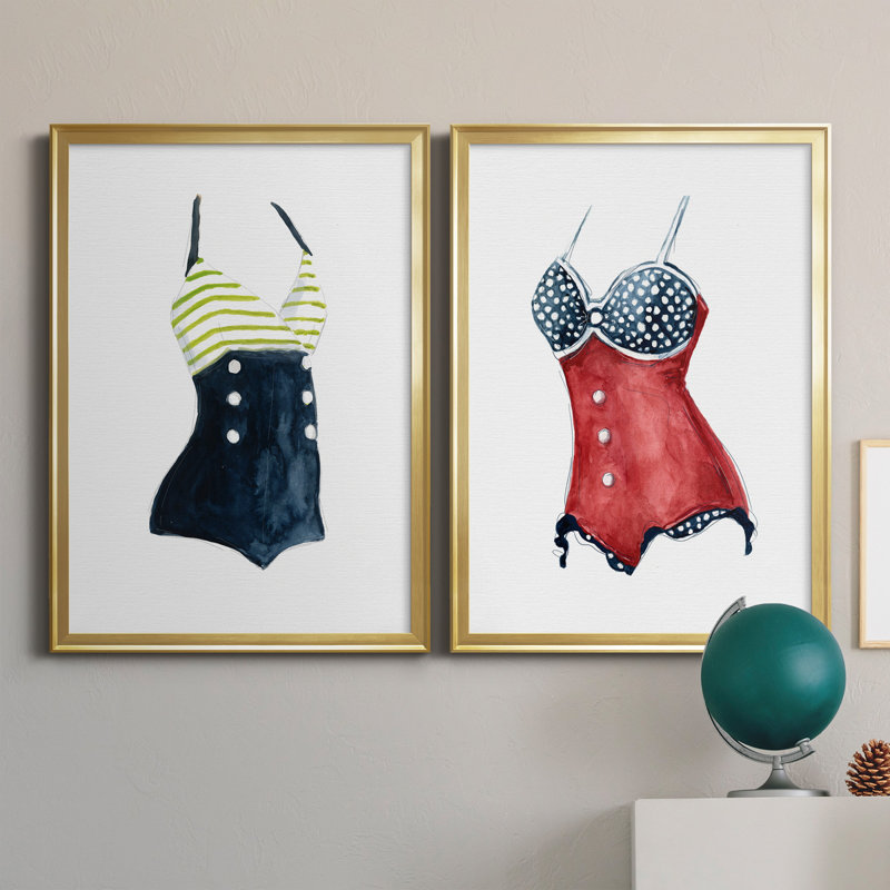 Ensemble de 2 peintures rétro sur toile I, H 30,5 po x l 85 po x P 1,5 po, Or