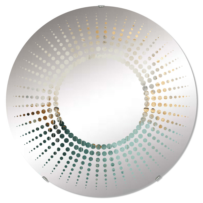 Minimalisme doré et sarcelle horizon - Miroir décoratif Starburst-MIR114568-Rond, 23,6 po x 23,6 po