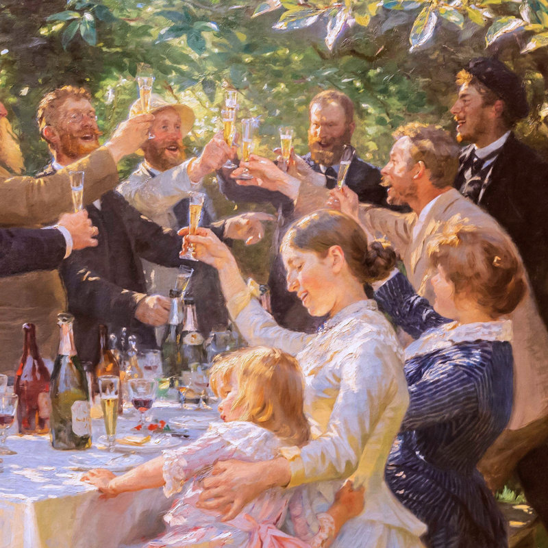 Hip Hip Hurrah! Artist Party At Skagen Print by Peder Severin Kroyer, 16.25" H x 18.25" W