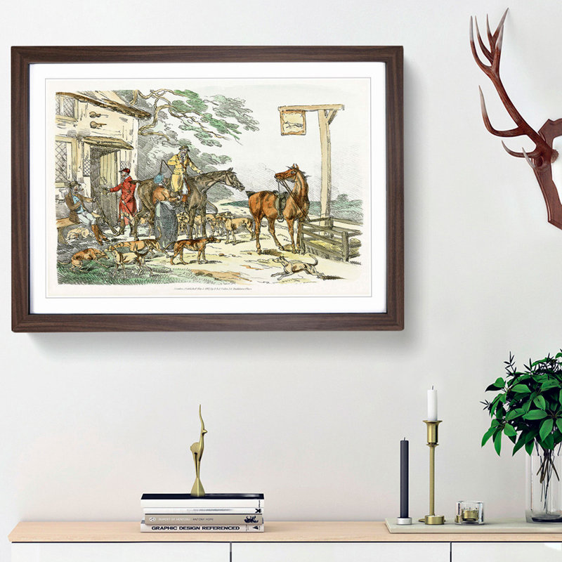 Before the Hunt by Henry Alken - Framed Print, Walnut Framed, 45cm H x 63cm W x 2cm D