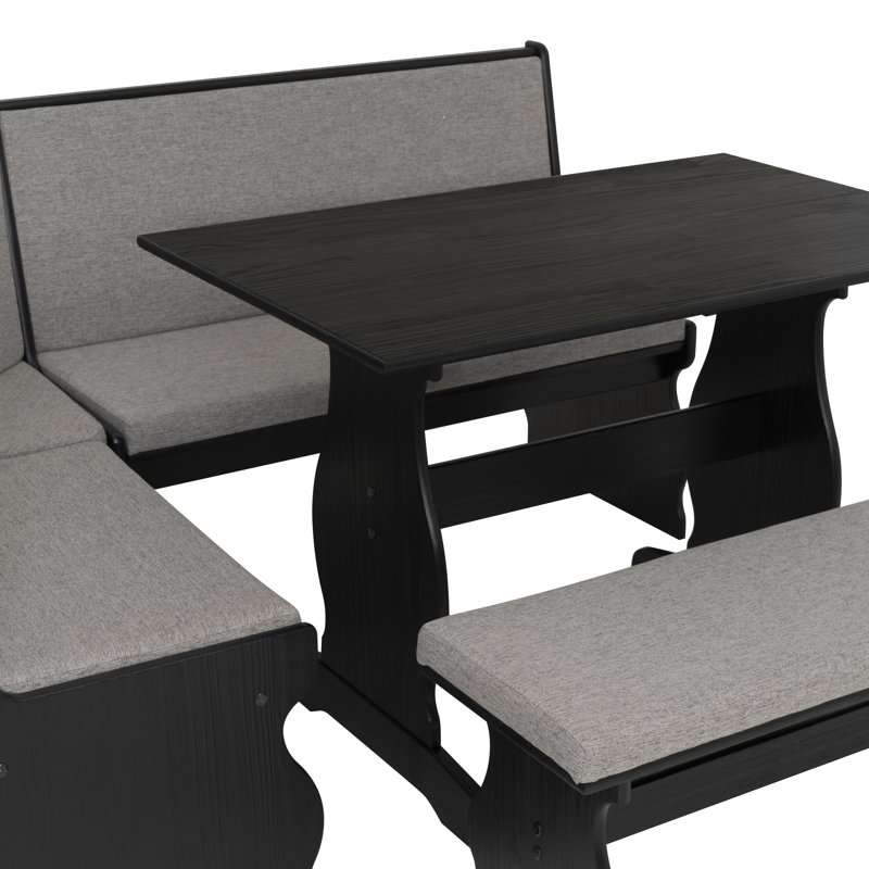 Bagwell Black Grey Upholstered Nook Set, Black/Gray