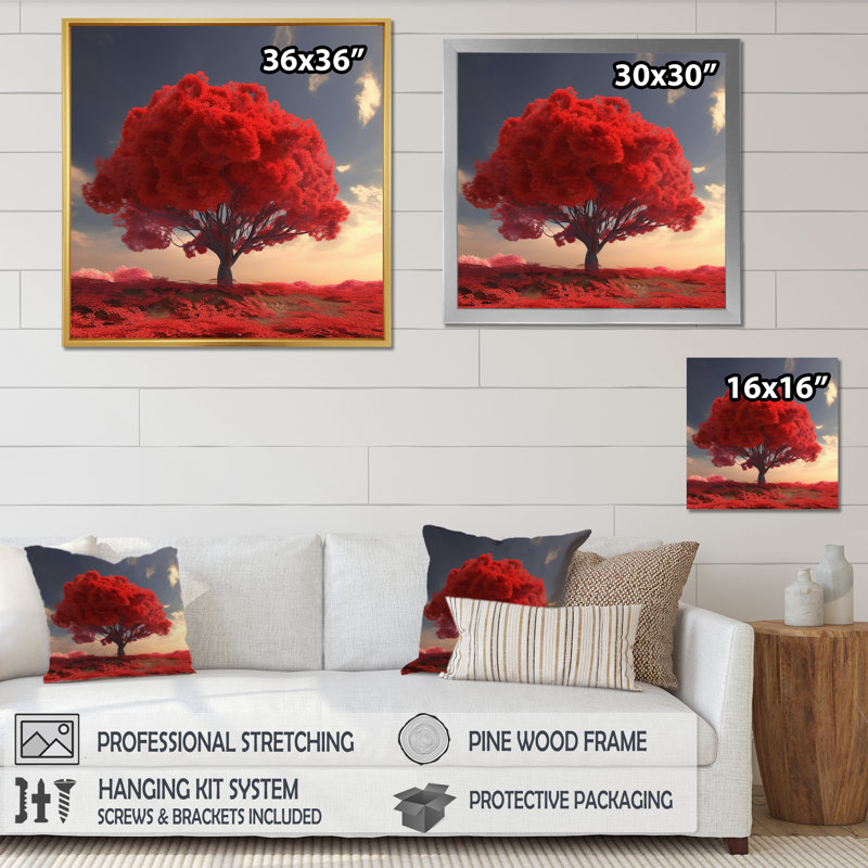 «Majestic Red Tree Nature», reproduction d'art mural, H 24 po x l 24 po, Toile tendue