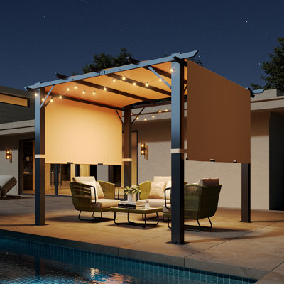 10' × 10' Adjustable Canopy Pergola with Sturdy Metal Frame, Freestanding Outdoor Patio Shade Structure