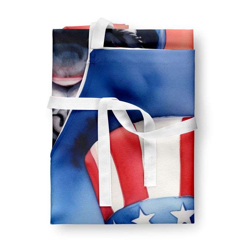 Patriotic American Apron, Black Pug