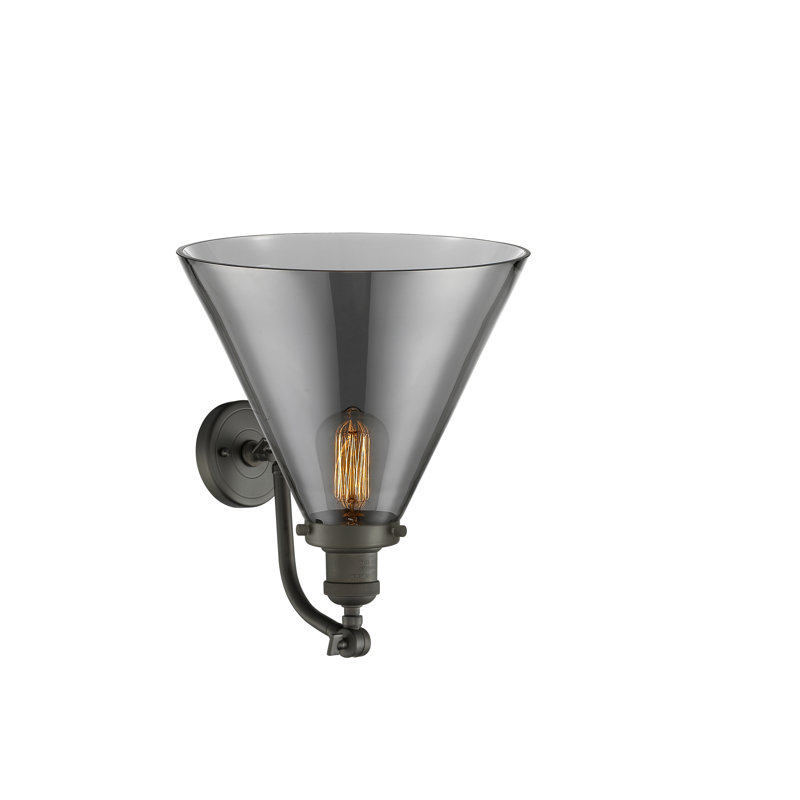 Applique murale 1 lumière Cone, Bronze frotté à l'huile, Plaqué couleur fumée, Ampoule non incluse