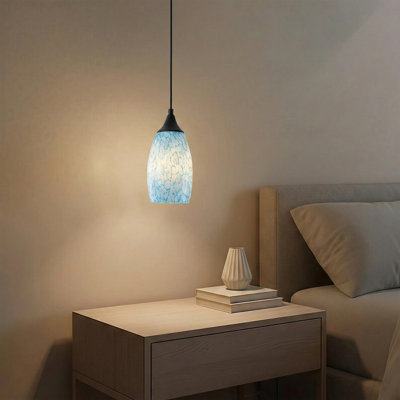 1-Dumb black dimmable blue glass pendant light