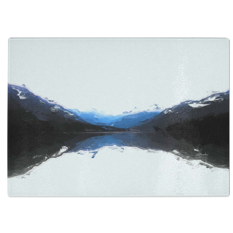Tempered Glass Mountains Reflecting Chopping Board, 39 cm W x 28.5 cm L