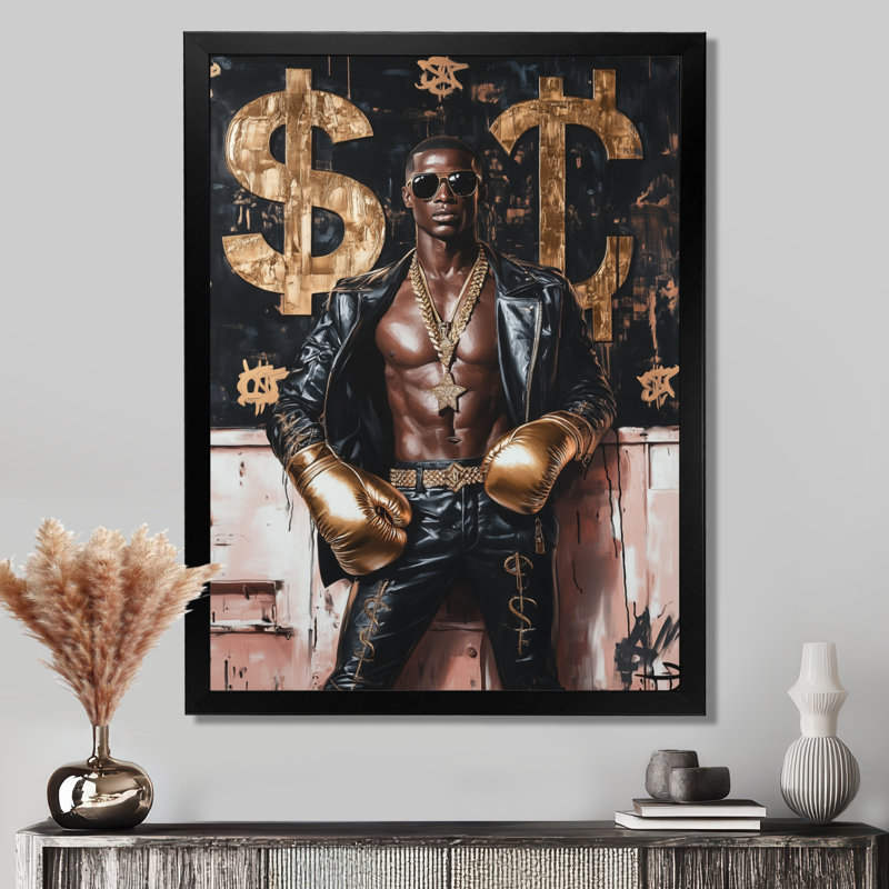 «Boss Fighter», impression d'art mural «American Man», H 20 po x l 12 po x P 1 po, Toile encadrée noire simple