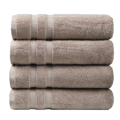 SOFE H&L | OLEA Luxury Turkish Cotton Set of 4 Bath Towel Sand | Soft, Plush, and Hotel Quality