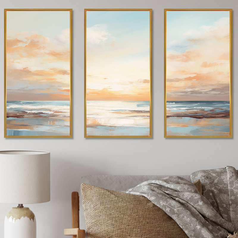 Polanco - Coastal Sunset, ensemble d'art sur toile, Cadre flottant doré, H 40 po x l 60 po x P 1 po