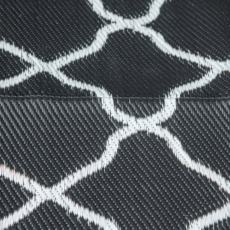 Outsunny Reversible Outdoor Rug w/Carry Bag, 182 x 274cm, Black