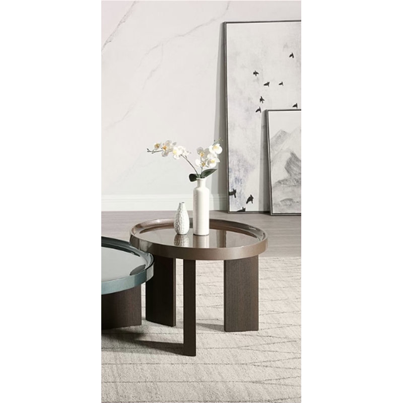 Table de bout en chêne foncé ultrabrillant et chêne fumé