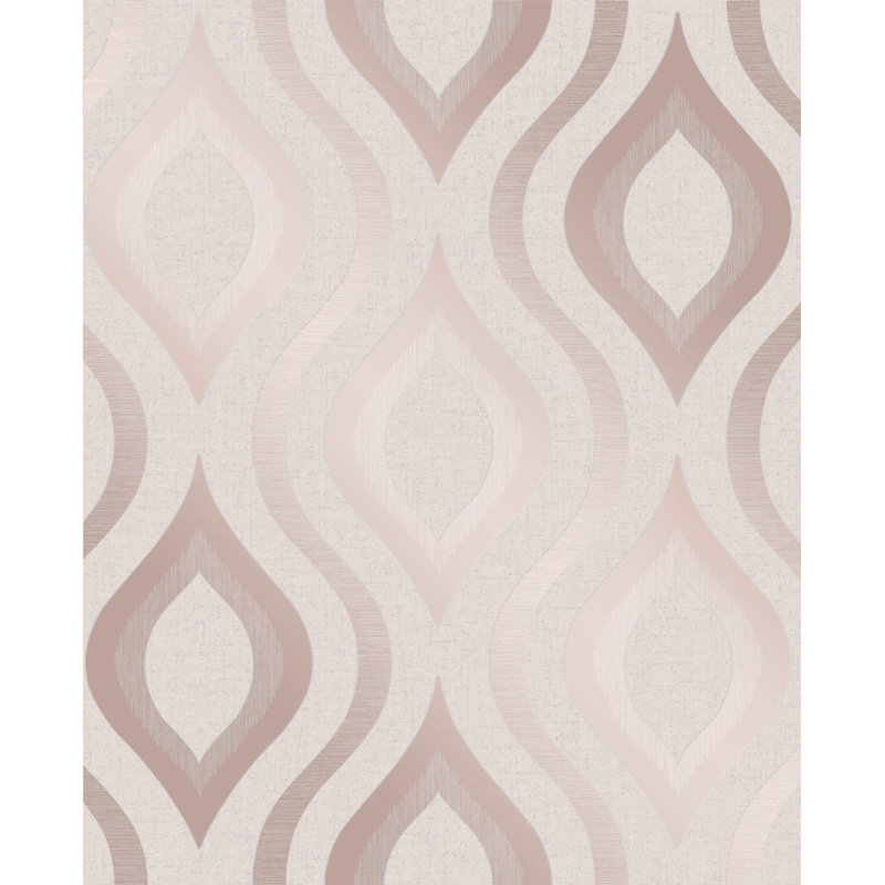 Bohannon 10m x 53cm Semi-Gloss Wallpaper Roll, Rose Gold