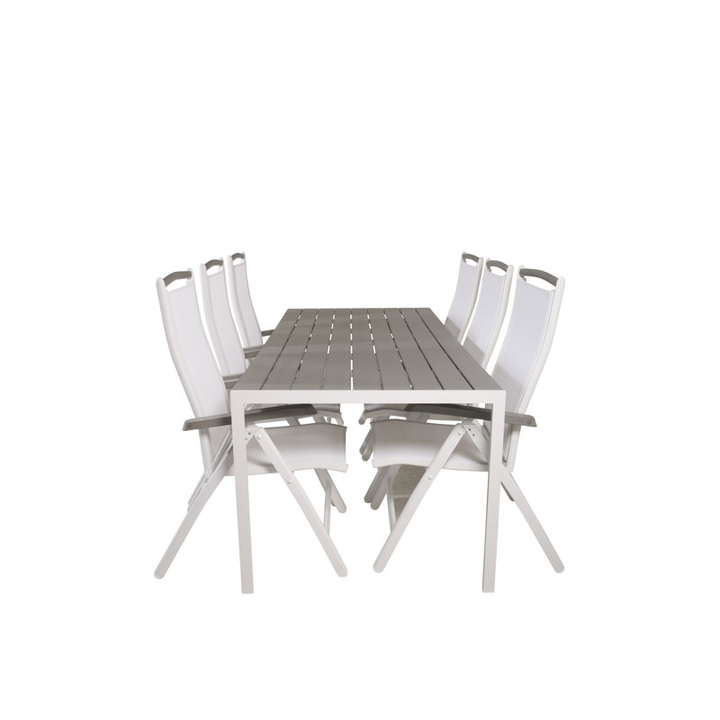 Alanah 6 - Person Patio Dining Set with Rectangular Table, White