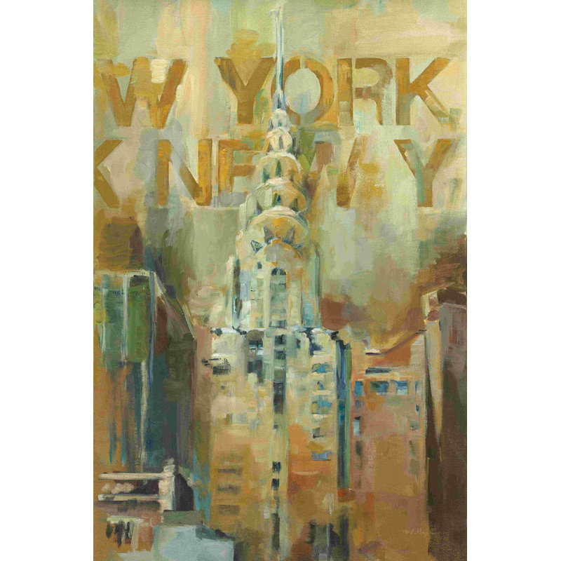 «The Chrysler Building NY Gold» par Marilyn Hageman - reproduction d'art sur toile tendue, H 18 po x l 12 po