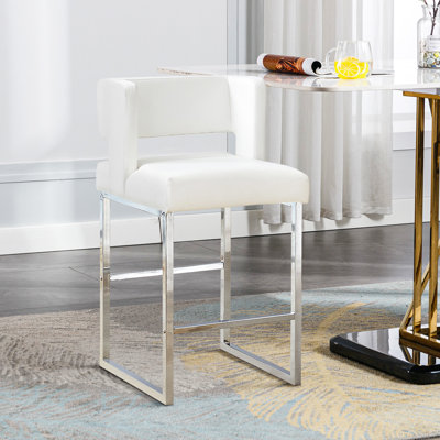 Faux Leather Upholstered Counter Bar Stool (Set of 2)
