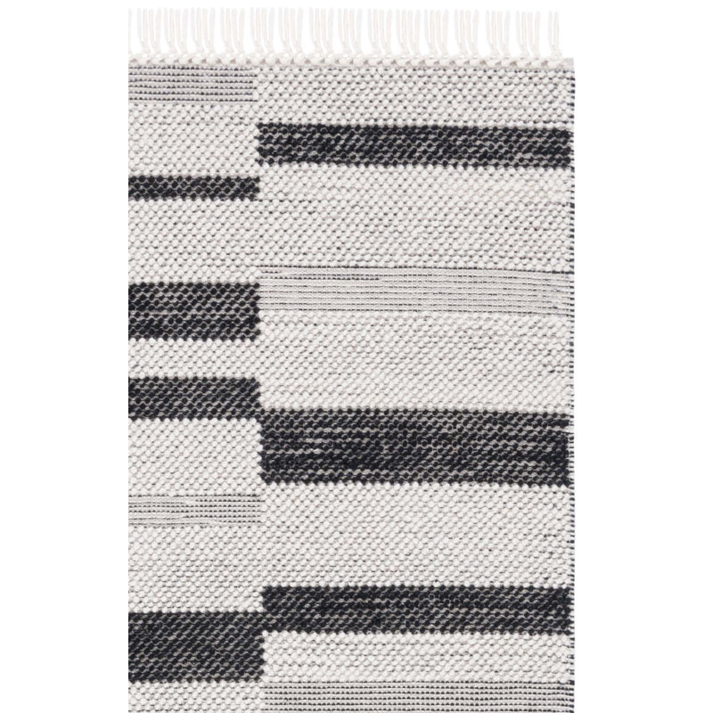 Tapis ivoire / noir Charvik, Rectangle de 5 pi x 8 pi