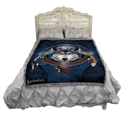 Pure Country Weavers Celtic Wolf Blanket by Brigid Ashwood - Gift Tapestry Throw Woven from Cotton - Made in the USA (72x54)