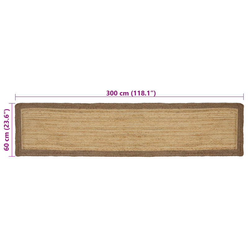 Rectangle Hand Braided Area Rug, Natural/Grey, Runner 60cm x 300cm