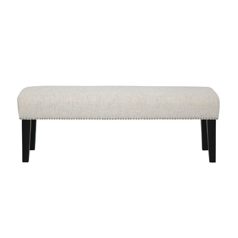 Arboles Miley Upholstered Bench with Silver Nail Trim, Funfetti Cream Speckle, Espresso