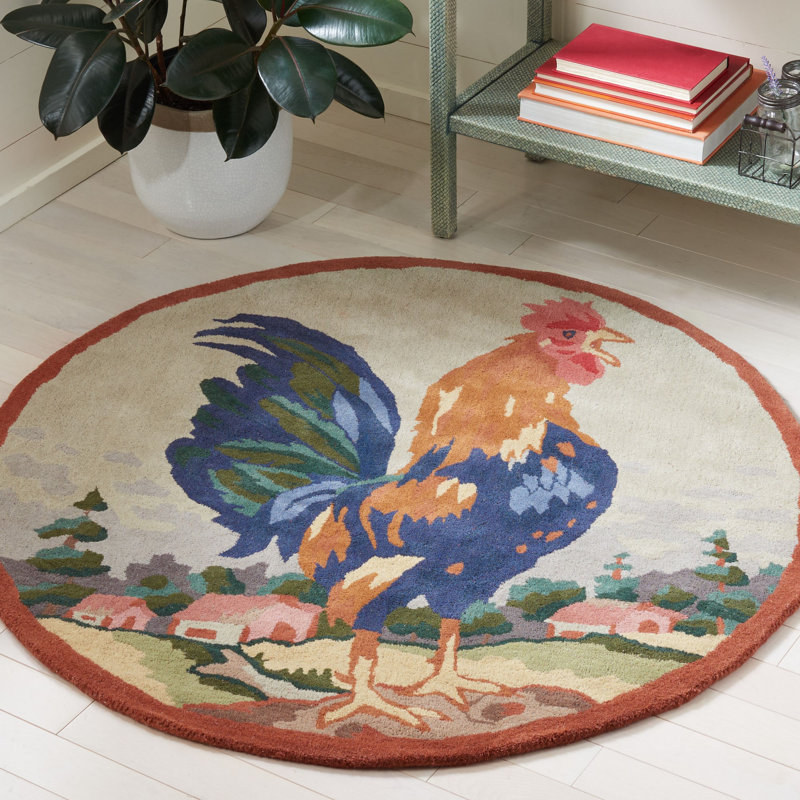 Novelty Hand Tufted Wool Animal Print Rug, Round 3'