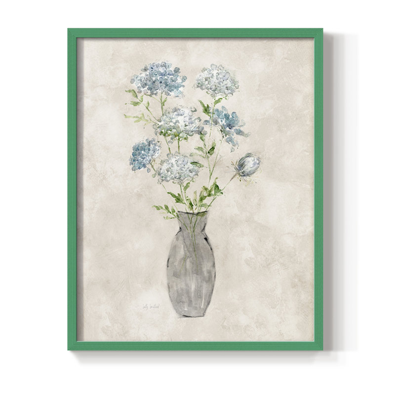 «Blue Lace Bouquet II», reproduction encadrée - bois massif, H 15 po x l 12 po, Vert
