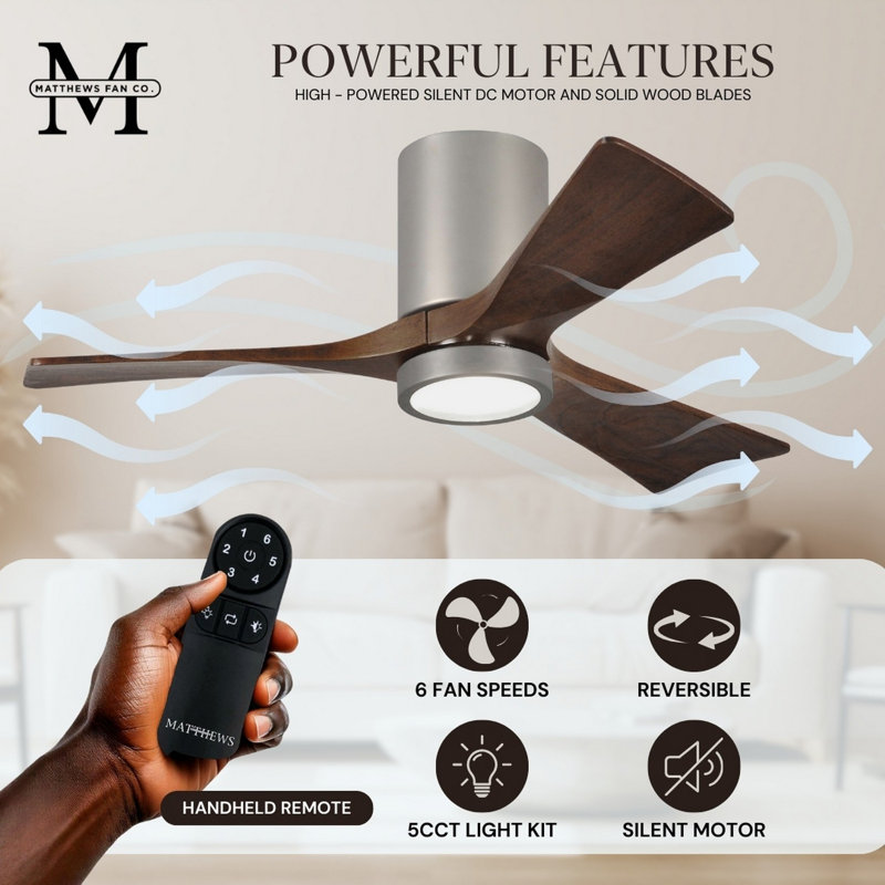 Irene LED Ceiling Fan, Brushed Nickel, Walnut, 60"