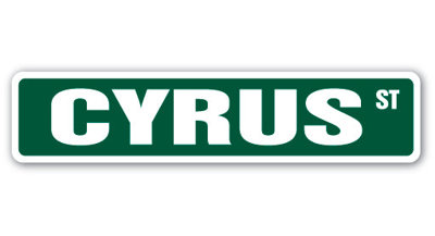Cyrus Street Sign Heavy Duty Plastic 6" X 24"
