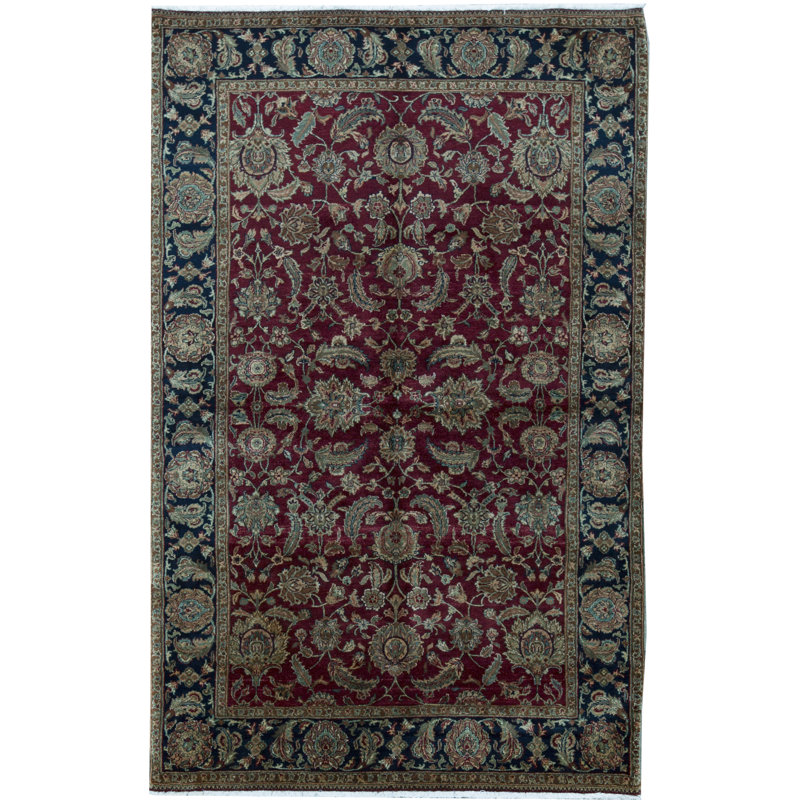 Sona Wool Oriental Area Rug in Red/Navy