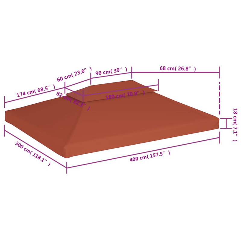 Reede Dakota Fields Fabric Replacement Canopy for Gazebo, Terracotta