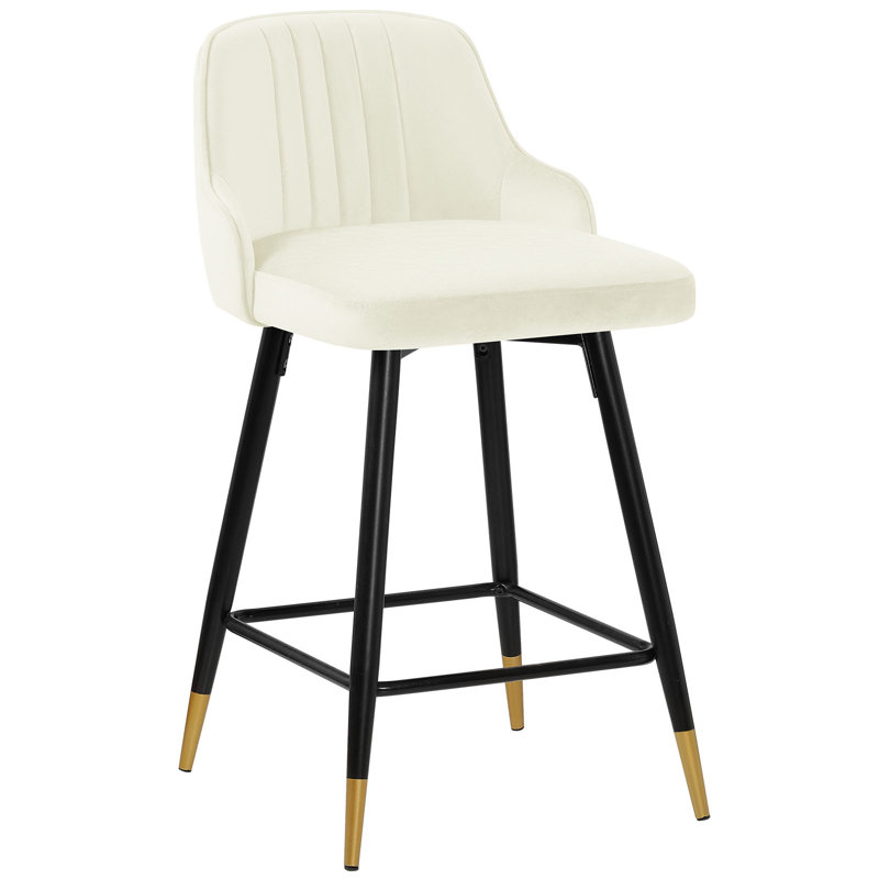 Swivel Velvet Upholstered Counter & Bar Stool, Counter Stool (25.6" Seat Height), White