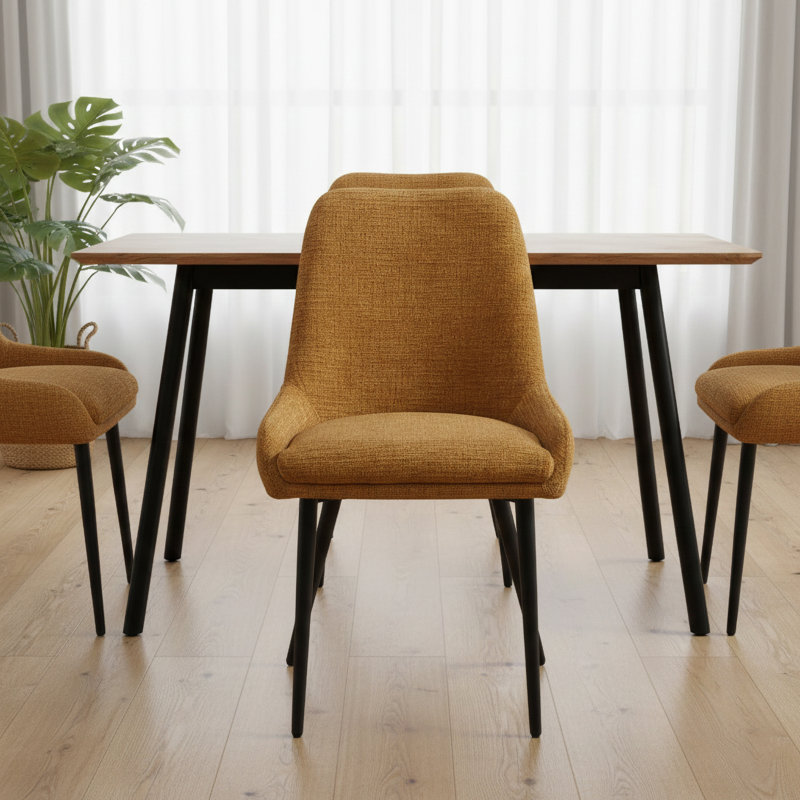 Cheney 49cm H Polyester Blend Upholstered Metal Full Back Side Chair, Yellow