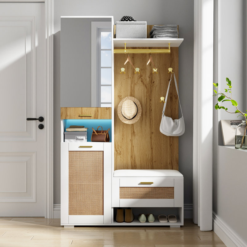 Hall Tree 110cm Wide with Bench and Shoe Storage