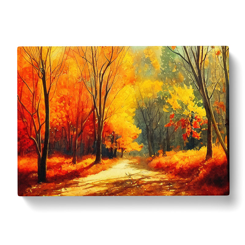 Watercolour Forest In Autumn Vol.5 - Wrapped Canvas, 35cm H x 50cm W x 3cm D