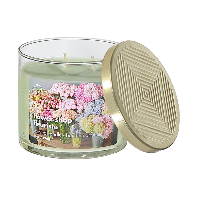 Bougie fleur 14 oz 3 Wick - ensemble de 2