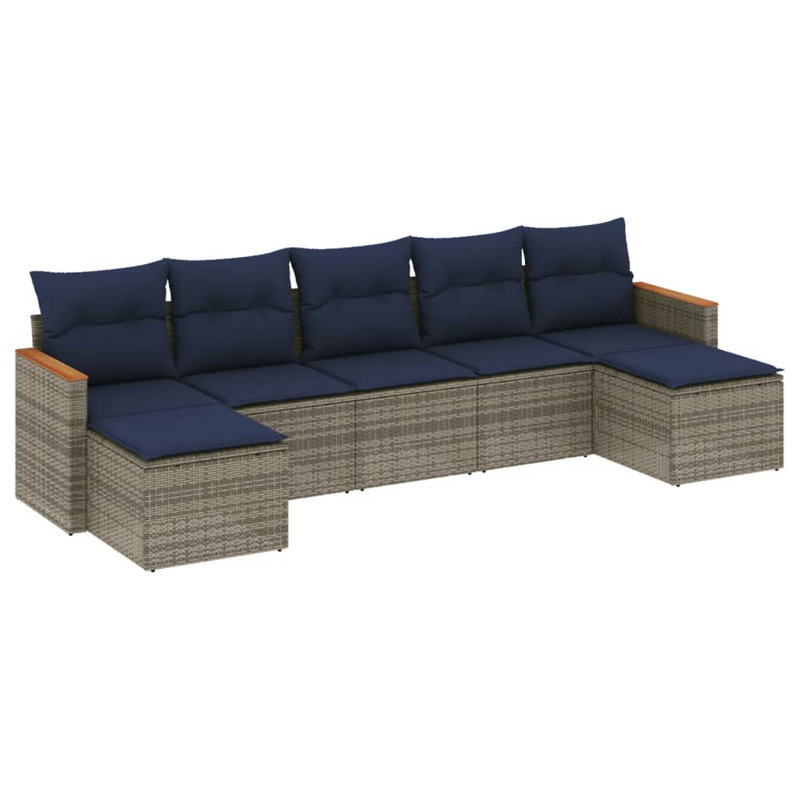 Ensemble de canapé de patio avec coussins 7 pièces Ebern Designs, Gris, Marine