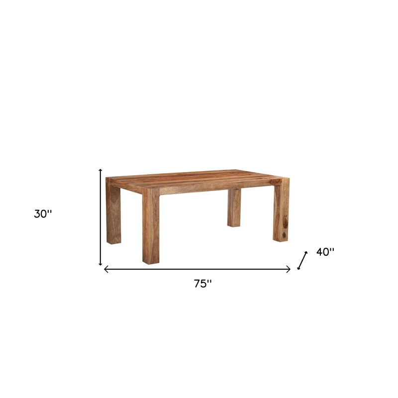  75" Brown Solid Wood Dining Table