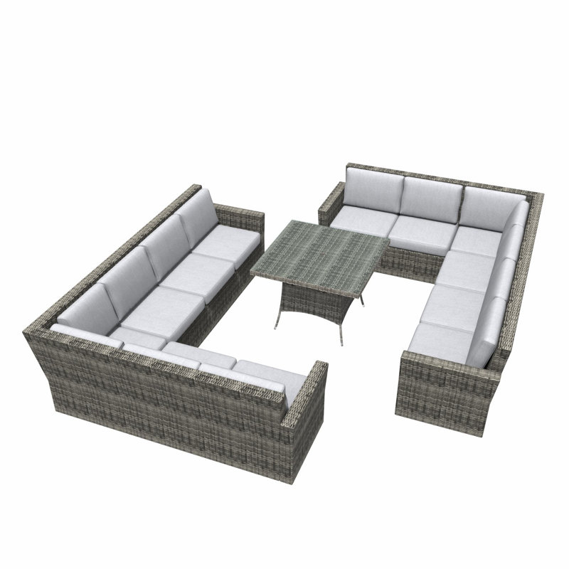 Wicker 12 - Person Patio Conversation Set with Cushions