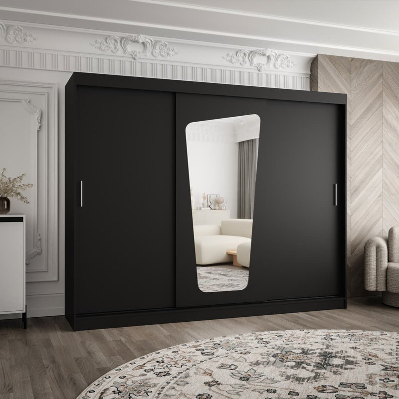 Bertilla Manufactured Wood Wardrobe, Black