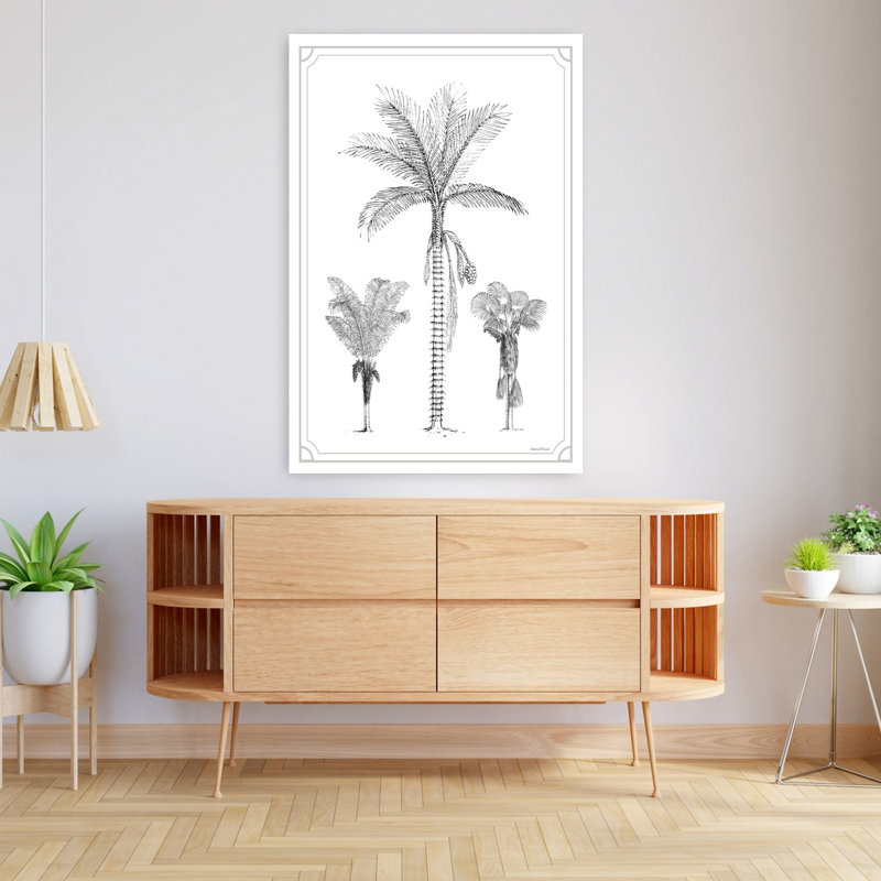 Palmier trio abstrait palmier art côtier tropical, H 48 po x l 32 po