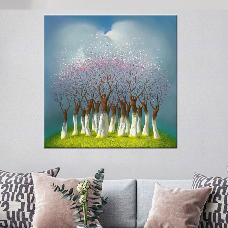 Toile imprimée moderne: Œuvres d'arbres abstraites pour un décor élégant, toiles à cadre blanc 1P, H : 63,1 x L : 63,1 pouces