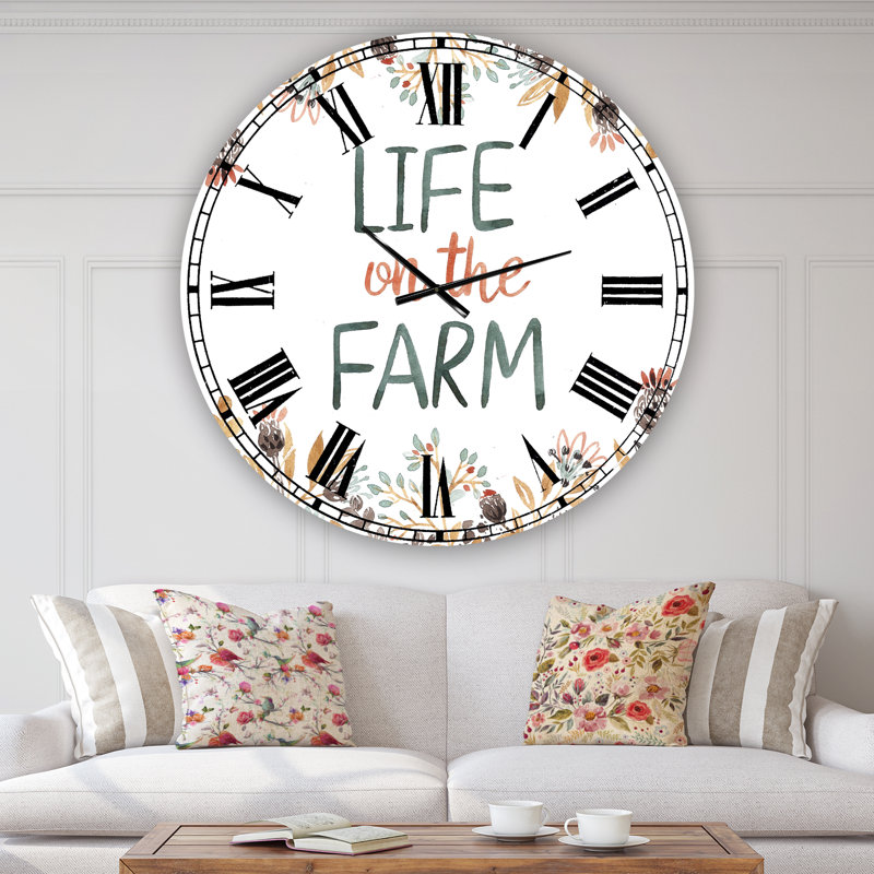 Life On The Farm - Grande horloge murale de chalet, Moyen