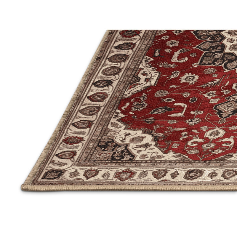 Tapis brun lavable à la machine, Rond 5 pi