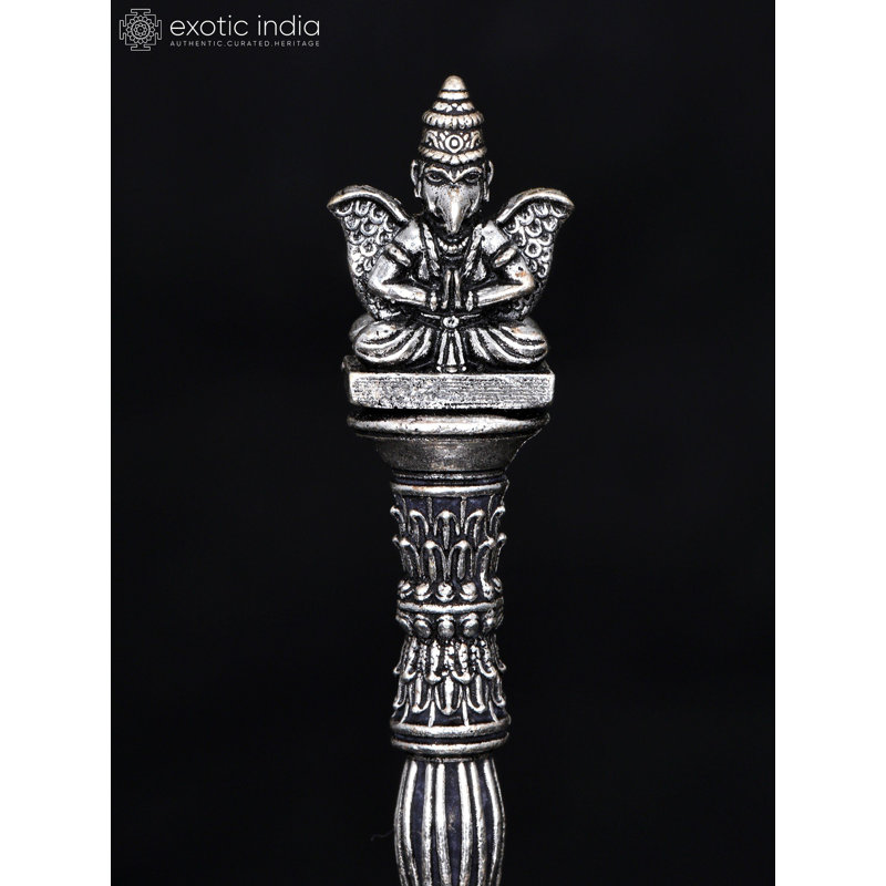 Garuda Ghanti de 4 pouces en laiton avec placage d'argent