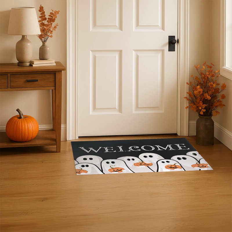 Tapis d'entrée antidérapant Ghost & Pumpkins, Gris anthracite, L 60 po x L 84 po