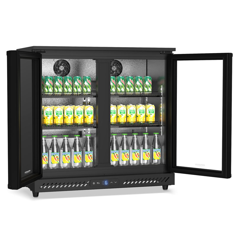 7.4 Cu. Ft Commercial Built-In Bar Cooler Beverage Refrigerator With 2 Doors In Black