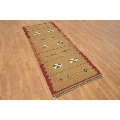 Tapis à motif géométrique kilim 3 x 6