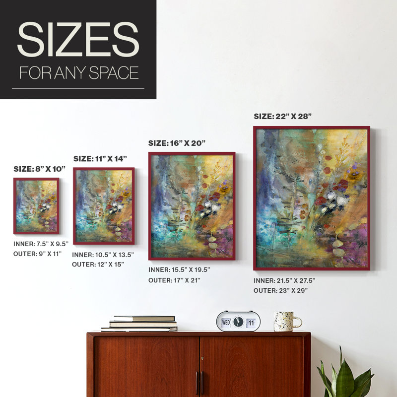 «Fall Fling», reproduction encadrée - bois massif, Cadre simple rouge, H 10 po x l 8 po